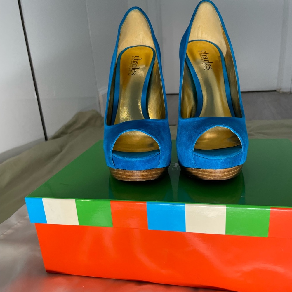 Charles David Blue Suede Heels